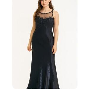 KiKi dress mermaid black mermaid style black shimmery semi sheer SZ M-8-